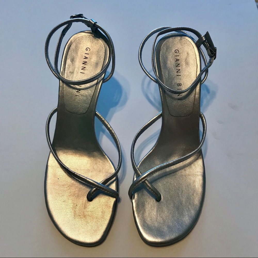 Gianni Bini | Pamela Silver Strappy Heeled Sandals